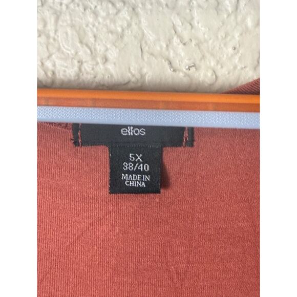 Ellos Plus 5X 38/40 Coral Orange Twist V Neck 3/4 Sleeve Knit Shirt Tunic Top - Picture 3 of 7